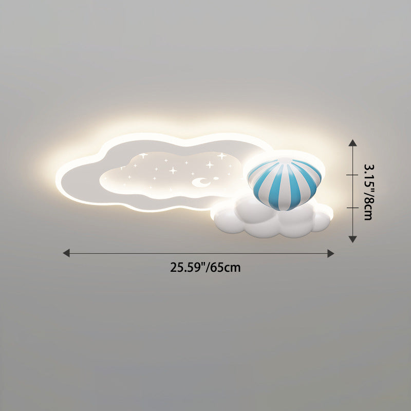 Modern Art Deco Space Land Butterfly Clouds Balloon PE Acrylic Iron LED Flush Mount Ceiling Light For Bedroom