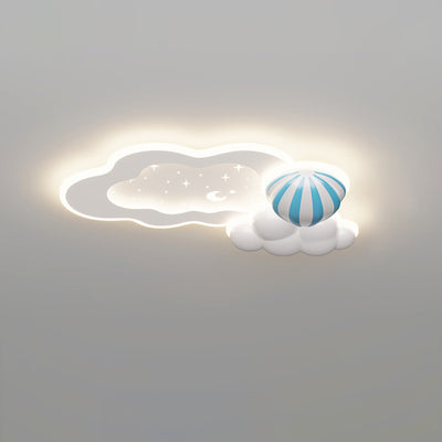 Modern Art Deco Space Land Butterfly Clouds Balloon PE Acrylic Iron LED Flush Mount Ceiling Light For Bedroom