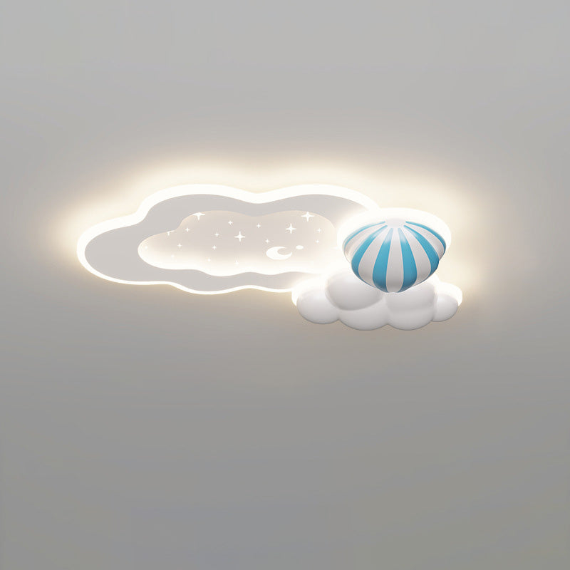 Modern Art Deco Space Land Butterfly Clouds Balloon PE Acrylic Iron LED Flush Mount Ceiling Light For Bedroom