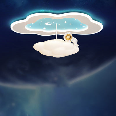 Modern Art Deco Space Land Butterfly Clouds Balloon PE Acrylic Iron LED Flush Mount Ceiling Light For Bedroom
