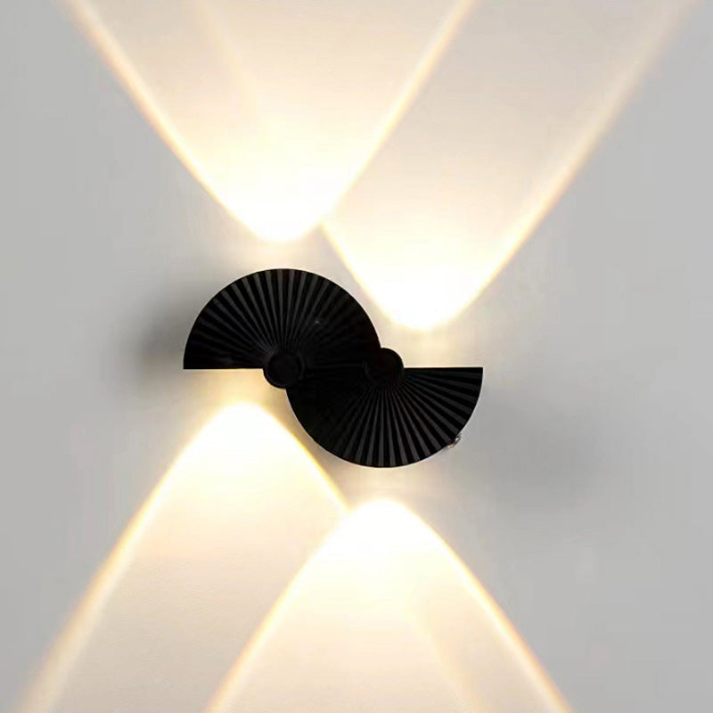 مصباح حائط LED من الألومنيوم الأكريليكي على شكل نصف دائرة بتصميم بسيط وحديث للحديقة 