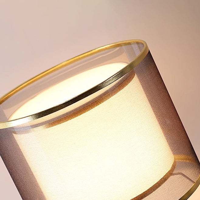 Lámpara de Mesa de Tela de Hierro con Columna Redonda Minimalista Moderna de 1 Luz para Dormitorio 