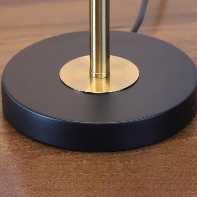 Lámpara de Mesa de Tela de Hierro con Columna Redonda Minimalista Moderna de 1 Luz para Dormitorio 