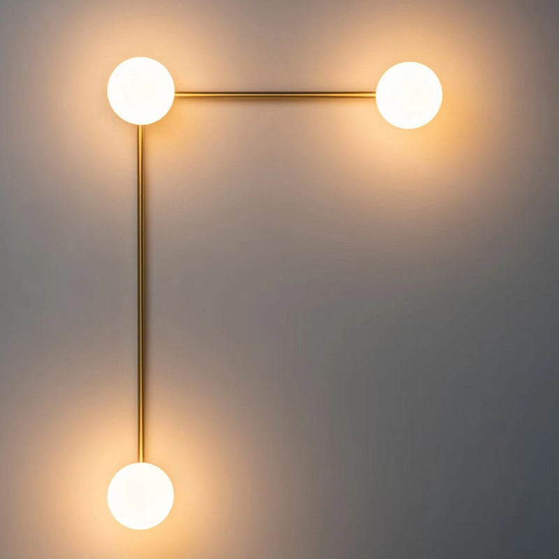 モダンミニマリスト直角ラウンドボールガラス鉄LEDウォールスコンスランプリビングルーム用 