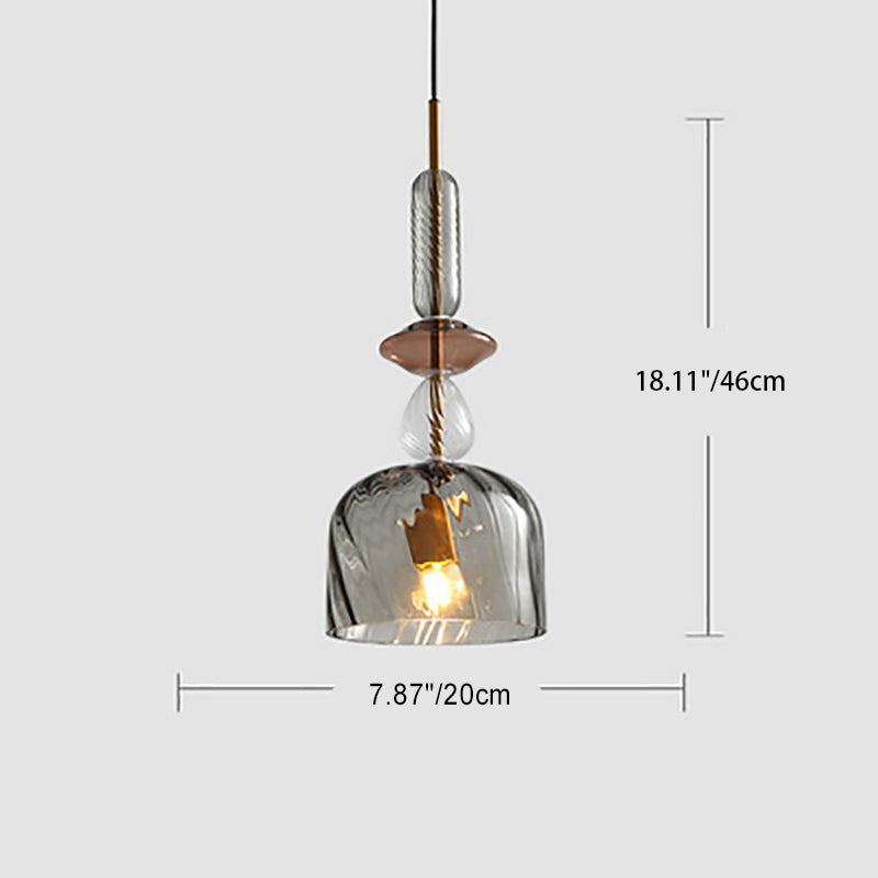 Contemporary Scandinavian Cylinder Round Disc Glass 1-Light Pendant Light For Living Room