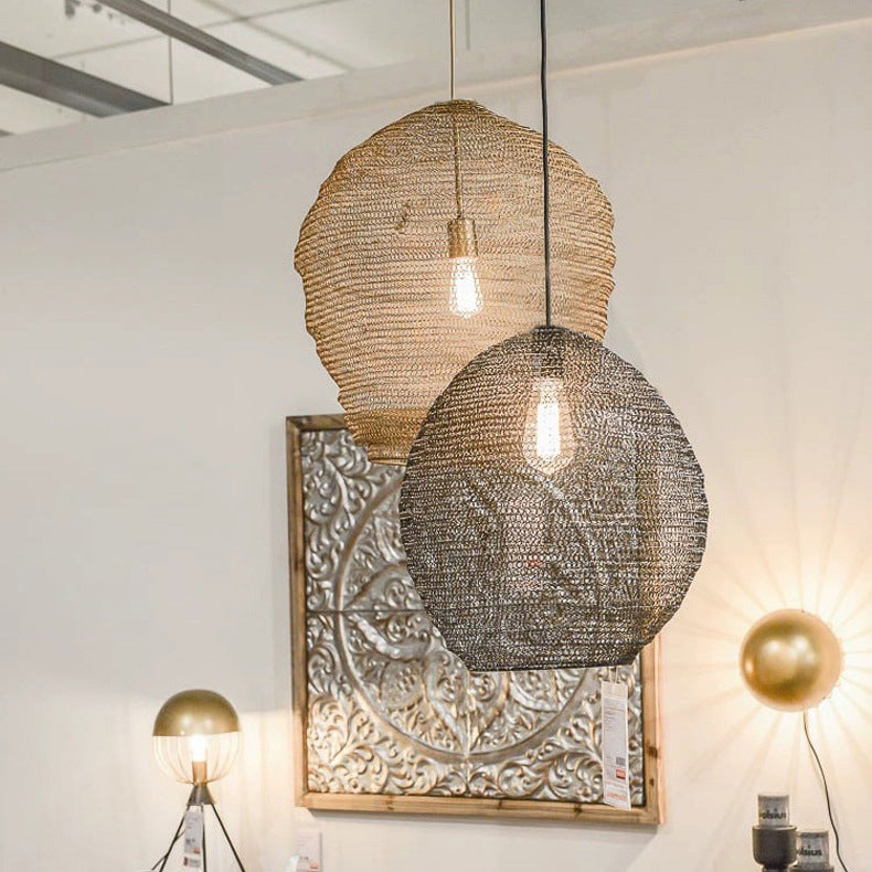 Lustre suspendu contemporain créatif rond irrégulier en fer à 1 lumière pour salon 
