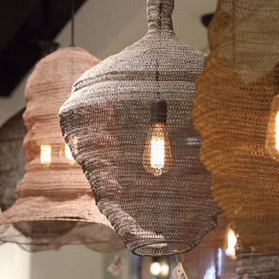 Lustre suspendu contemporain créatif rond irrégulier en fer à 1 lumière pour salon 