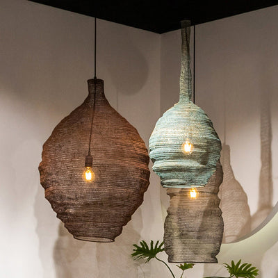 Lustre suspendu contemporain créatif rond irrégulier en fer à 1 lumière pour salon 