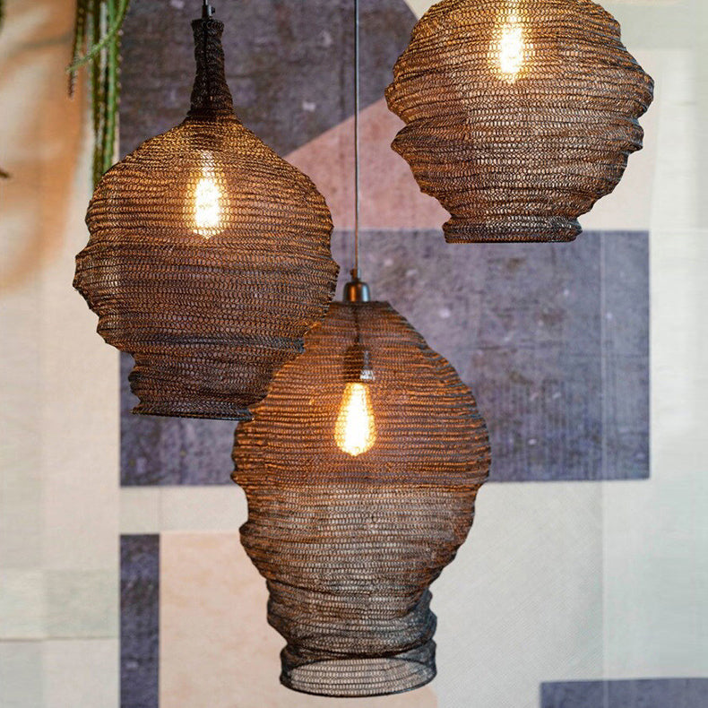 Lustre suspendu contemporain créatif rond irrégulier en fer à 1 lumière pour salon 