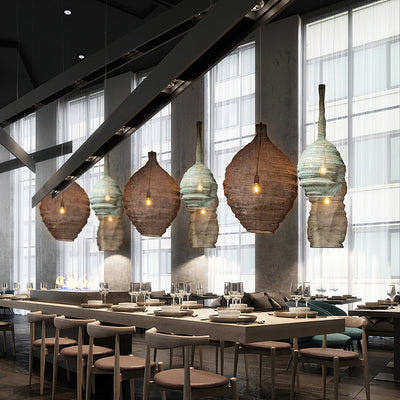 Lustre suspendu contemporain créatif rond irrégulier en fer à 1 lumière pour salon 