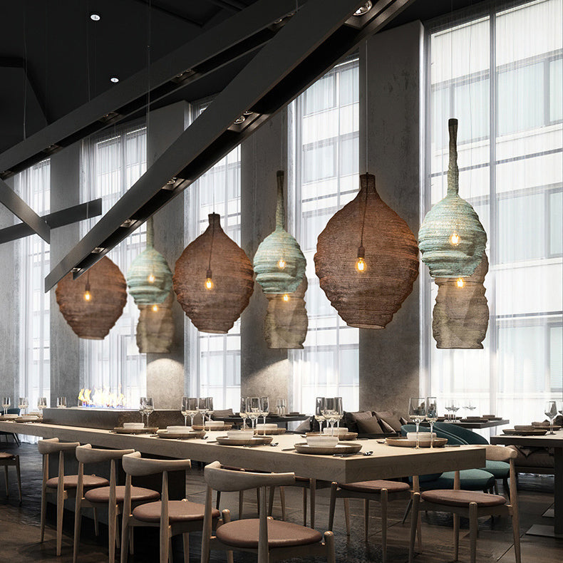 Lustre suspendu contemporain créatif rond irrégulier en fer à 1 lumière pour salon 