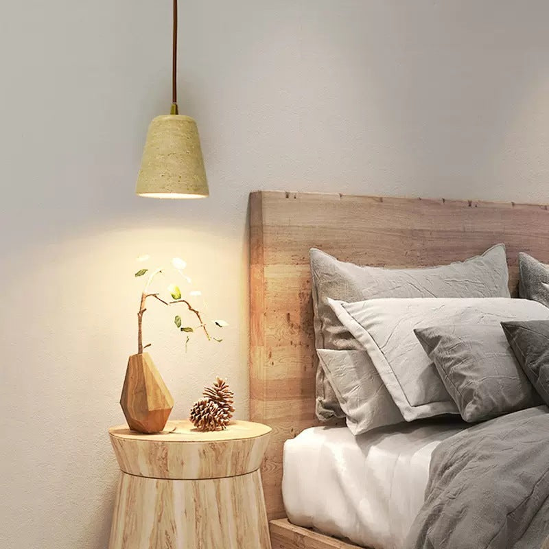 Suspension Luminaire à 1 Lumière en Verre Rond Vintage Traditionnel Effilé Travertin Jaune Fer Pour Chambre 