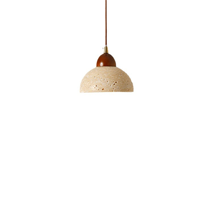 Suspension Luminaire à 1 Lumière en Verre Rond Vintage Traditionnel Effilé Travertin Jaune Fer Pour Chambre 