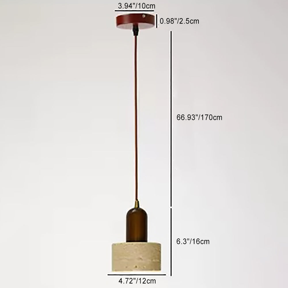 Suspension Luminaire à 1 Lumière en Verre Rond Vintage Traditionnel Effilé Travertin Jaune Fer Pour Chambre 