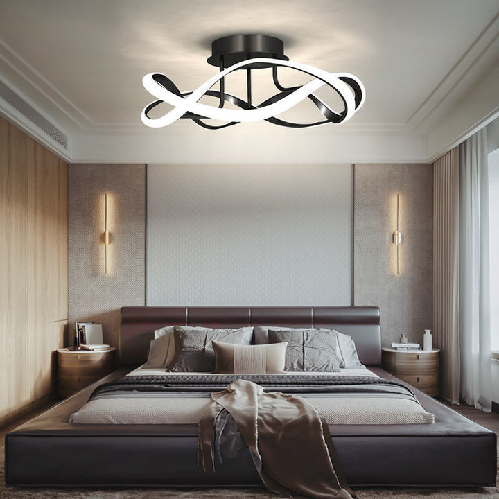 Lumière de plafond semi-encastrée à LED en aluminium PVC ligne pétale scandinave contemporaine pour salon 