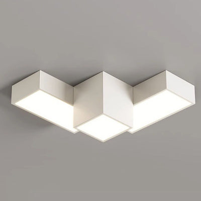 Contemporary Creative Rectangular Square Patchwork Acrylic Iron LED Flush Mount Ceiling Light For Living Room