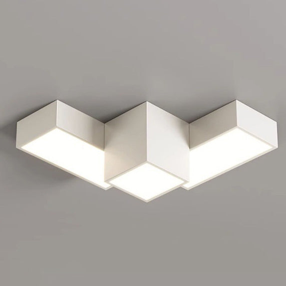 Contemporary Creative Rectangular Square Patchwork Acrylic Iron LED Flush Mount Ceiling Light For Living Room