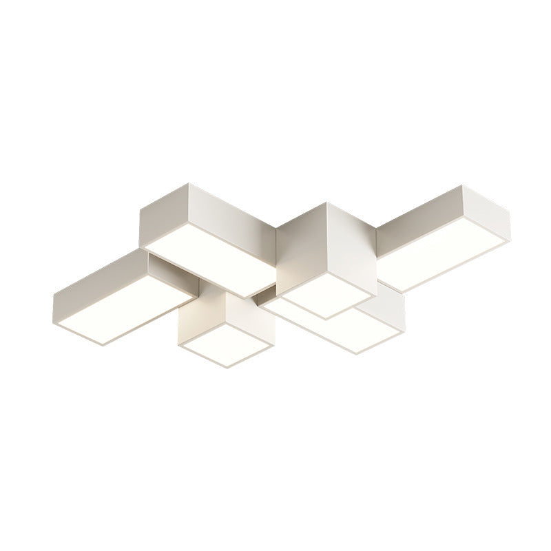 Contemporary Creative Rectangular Square Patchwork Acrylic Iron LED Flush Mount Ceiling Light For Living Room