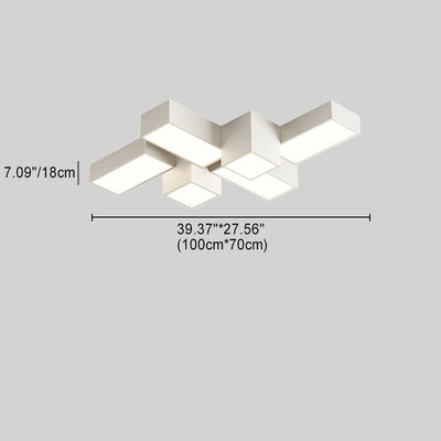 Contemporary Creative Rectangular Square Patchwork Acrylic Iron LED Flush Mount Ceiling Light For Living Room