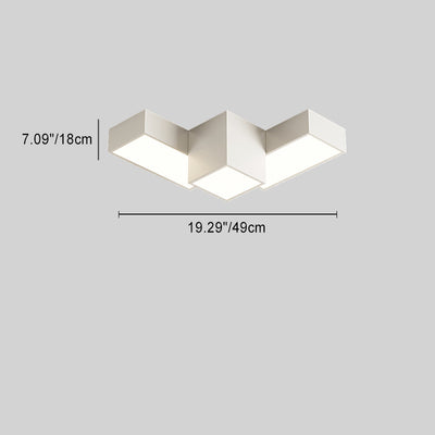 Contemporary Creative Rectangular Square Patchwork Acrylic Iron LED Flush Mount Ceiling Light For Living Room