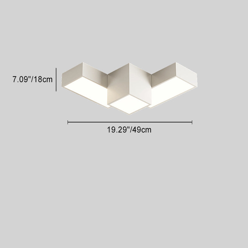 Contemporary Creative Rectangular Square Patchwork Acrylic Iron LED Flush Mount Ceiling Light For Living Room