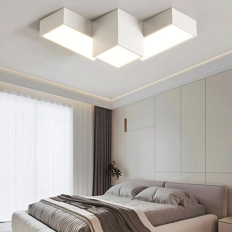 Contemporary Creative Rectangular Square Patchwork Acrylic Iron LED Flush Mount Ceiling Light For Living Room