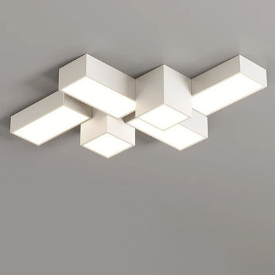 Contemporary Creative Rectangular Square Patchwork Acrylic Iron LED Flush Mount Ceiling Light For Living Room