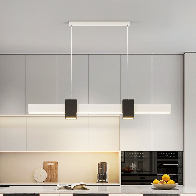 Lustre LED rectangulaire minimaliste moderne en acrylique et fer pour salon 