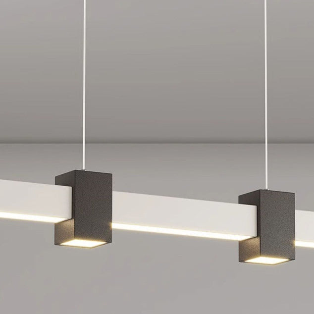Lustre LED rectangulaire minimaliste moderne en acrylique et fer pour salon 