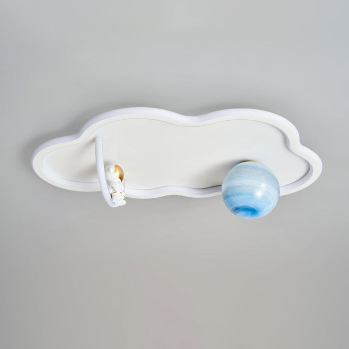 Lustre de plafond LED moderne Art Déco Astronaute Lune Nuage Rond en silicone aluminium fer pour chambre à coucher 