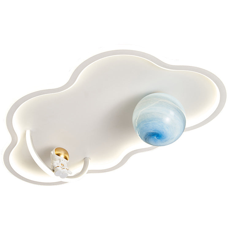 Lustre de plafond LED moderne Art Déco Astronaute Lune Nuage Rond en silicone aluminium fer pour chambre à coucher 