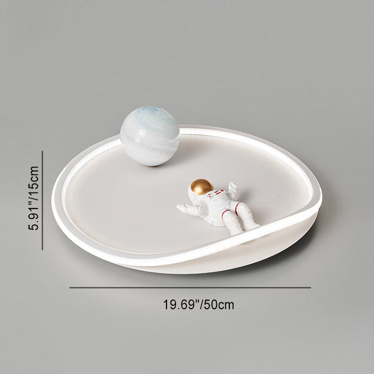 Lustre de plafond LED moderne Art Déco Astronaute Lune Nuage Rond en silicone aluminium fer pour chambre à coucher 