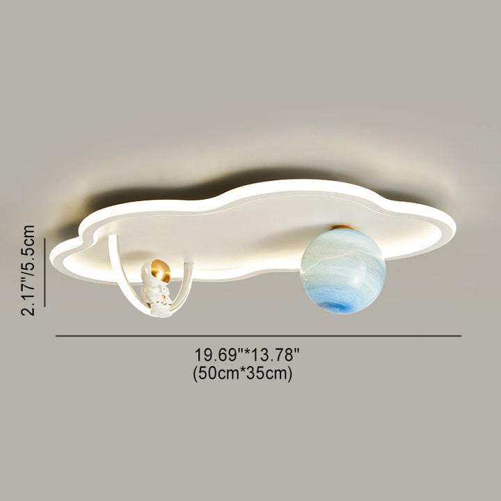 Lustre de plafond LED moderne Art Déco Astronaute Lune Nuage Rond en silicone aluminium fer pour chambre à coucher 