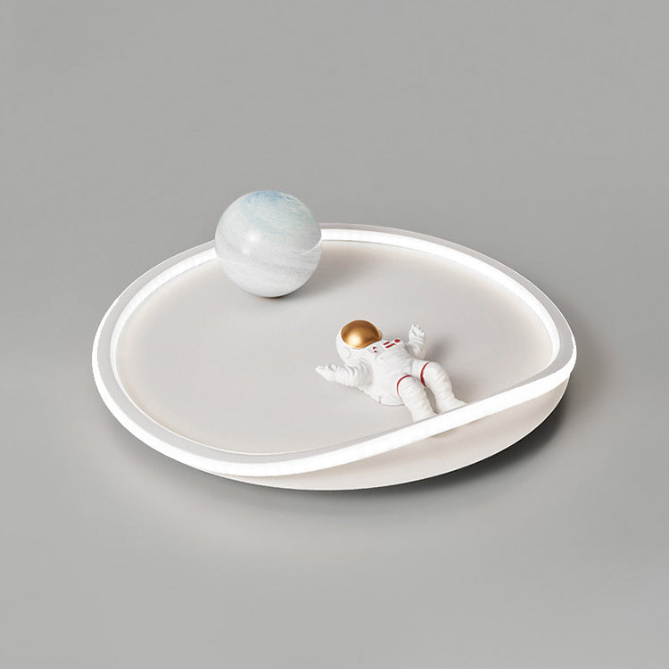 Lustre de plafond LED moderne Art Déco Astronaute Lune Nuage Rond en silicone aluminium fer pour chambre à coucher 