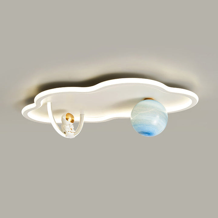 Lustre de plafond LED moderne Art Déco Astronaute Lune Nuage Rond en silicone aluminium fer pour chambre à coucher 