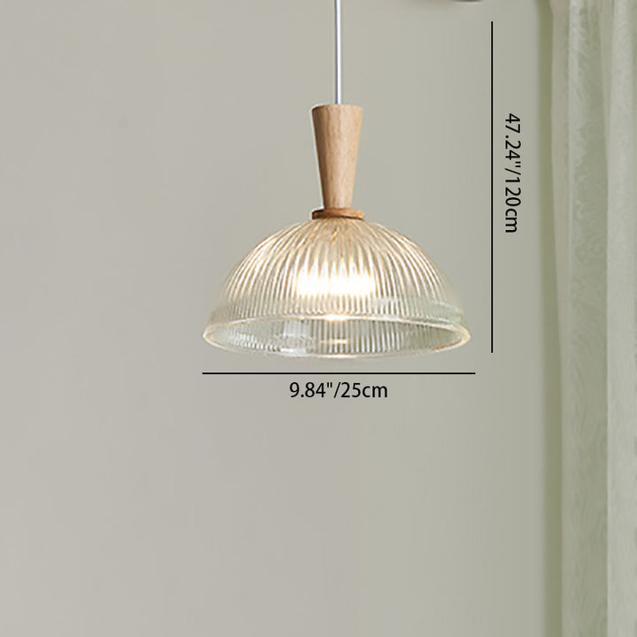 Suspension Luminaire 1 Lumière en Verre Cylindrique Rond Japonais Traditionnel en Bois de Caoutchouc pour Chambre 