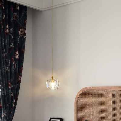 Lustre suspendu moderne de luxe en cristal et fer à 1 lumière pour salon 