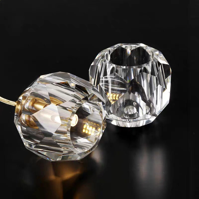 Lustre suspendu moderne de luxe en cristal et fer à 1 lumière pour salon 