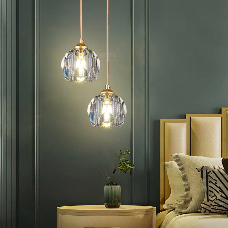 Lustre suspendu moderne de luxe en cristal et fer à 1 lumière pour salon 
