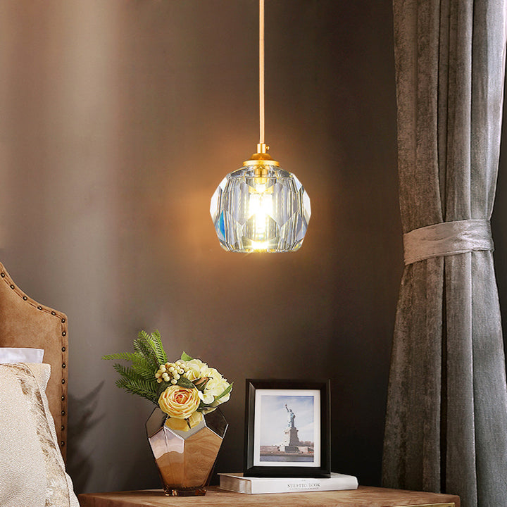 Lustre suspendu moderne de luxe en cristal et fer à 1 lumière pour salon 