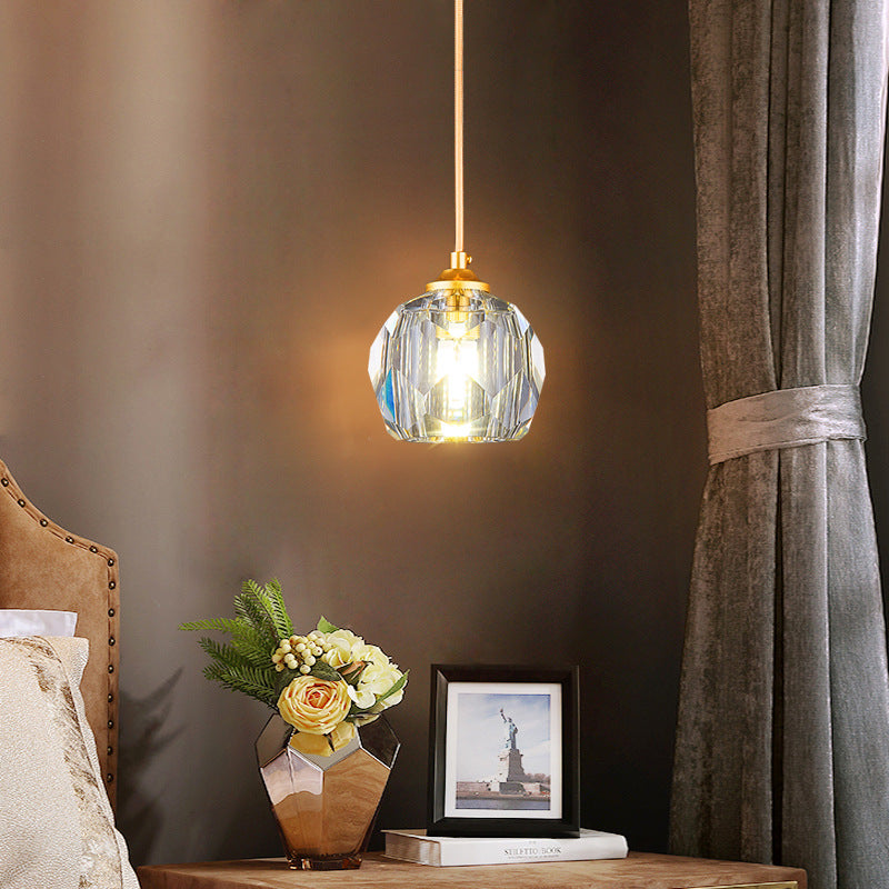 Lustre suspendu moderne de luxe en cristal et fer à 1 lumière pour salon 