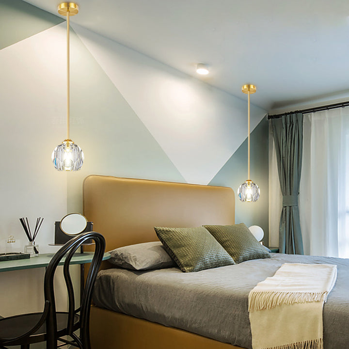 Lustre suspendu moderne de luxe en cristal et fer à 1 lumière pour salon 