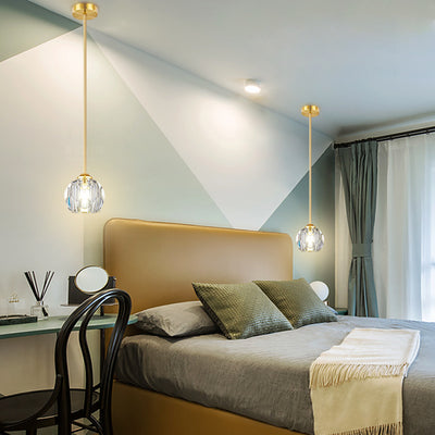 Lustre suspendu moderne de luxe en cristal et fer à 1 lumière pour salon 