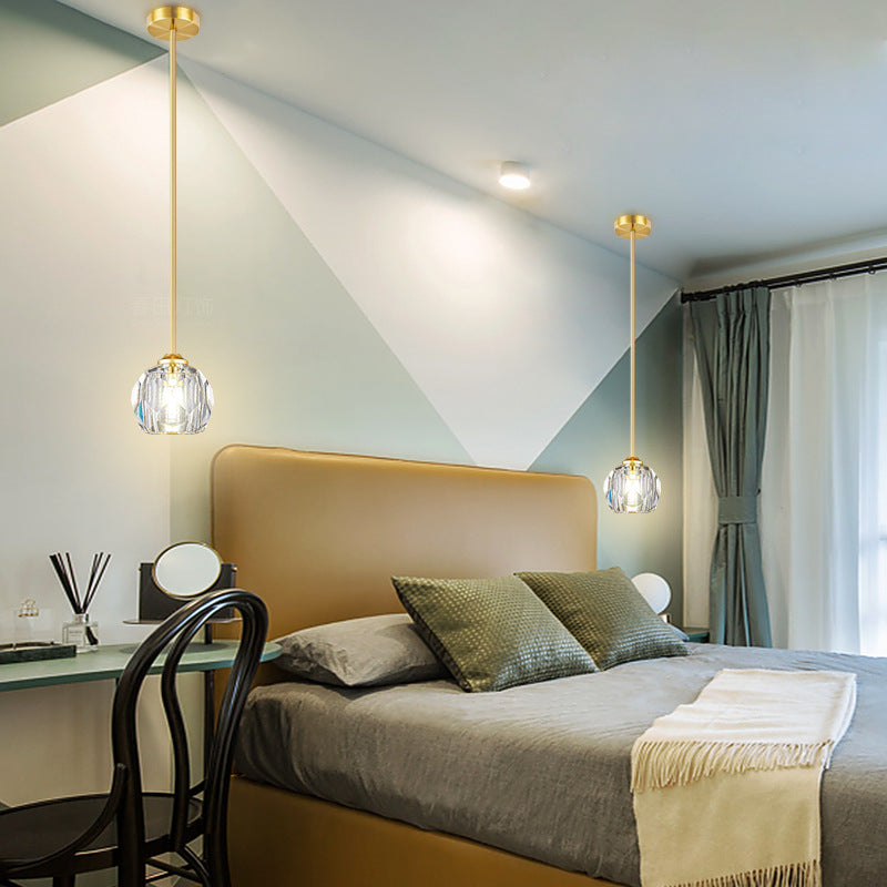 Lustre suspendu moderne de luxe en cristal et fer à 1 lumière pour salon 