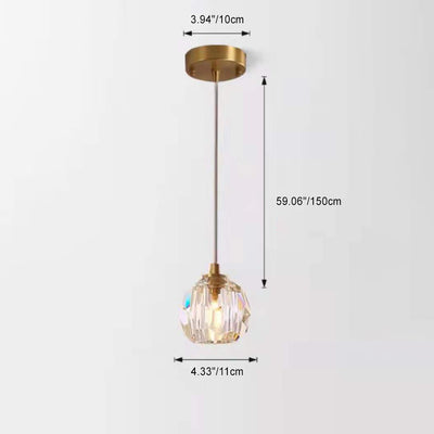 Lustre suspendu moderne de luxe en cristal et fer à 1 lumière pour salon 