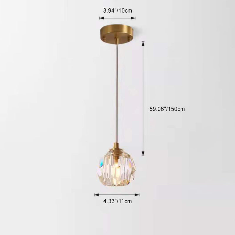 Lustre suspendu moderne de luxe en cristal et fer à 1 lumière pour salon 