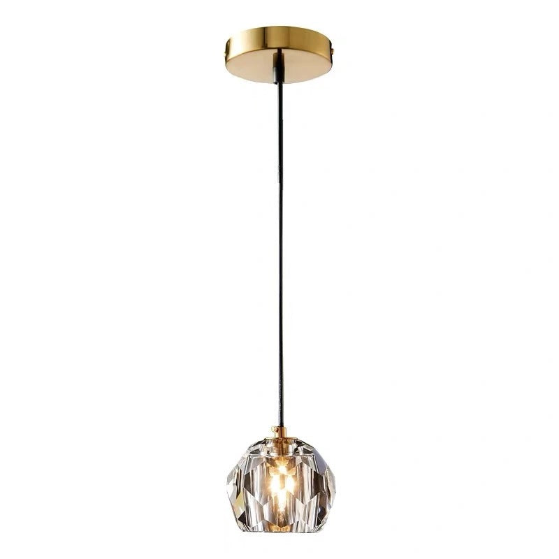 Lustre suspendu moderne de luxe en cristal et fer à 1 lumière pour salon 