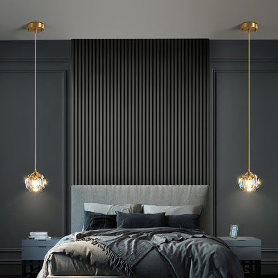 Lustre suspendu moderne de luxe en cristal et fer à 1 lumière pour salon 