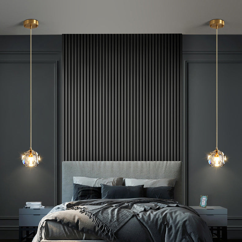 Lustre suspendu moderne de luxe en cristal et fer à 1 lumière pour salon 