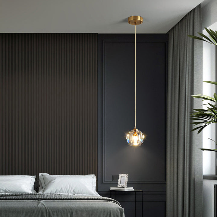 Lustre suspendu moderne de luxe en cristal et fer à 1 lumière pour salon 